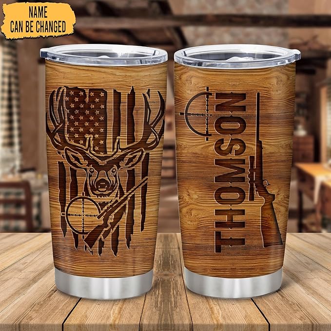 Hyturtle Personalized Deer Hunting Tumbler 20oz 30oz Hunter Gifts For Men Hunters Double Wall Vacuum Thermos Insulated Tumblers Travel Coffee Mug Cup With Lid Cups Gift For Men Women Dad Papa