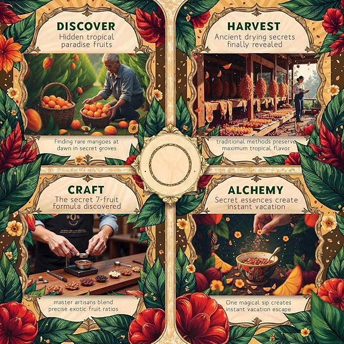 ENZO Tea Master Reserve - Tropical Tiki Tea (4oz) 7-Tropical-Fruit Blend for Afternoon Energy | Loose Leaf with Dried Mango Passion Fruit Pieces & Natural Fruit Essences