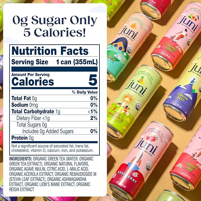 Juni Organic Raspberry Sparkling Tea, 12 Fl Oz