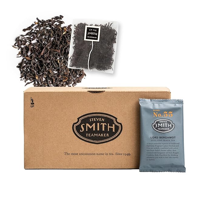 Steven Smith Teamaker Lord Bergamot No. 55, Caffeinated, Sugar-Free, Sustainably Grown, Full Leaf Earl Grey Black Tea Bags, 36 Sachets, 1.2oz each