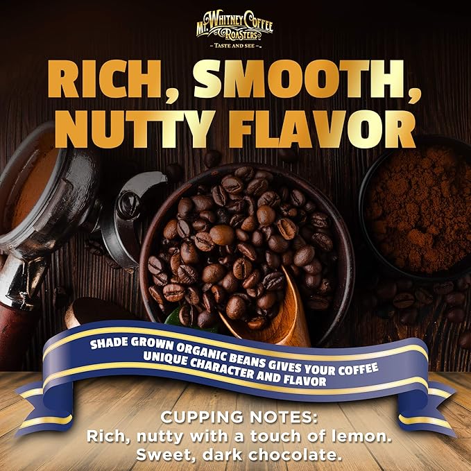 Mt. Whitney Organic Shade Grown, Low Acid, Coffee from Peru (Whole Bean, 5 Lb)