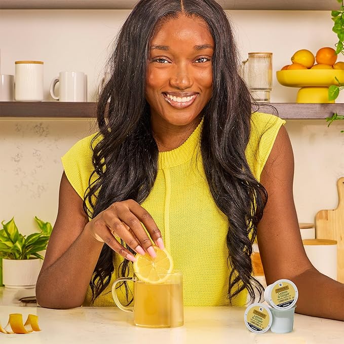 Twinings Lemon & Ginger Herbal Tea 72 K-Cup Pods for Keurig, 12 Count (Pack of 6), Tangy & Spicy, Naturally Caffeine-Free, Enjoy Hot or Iced