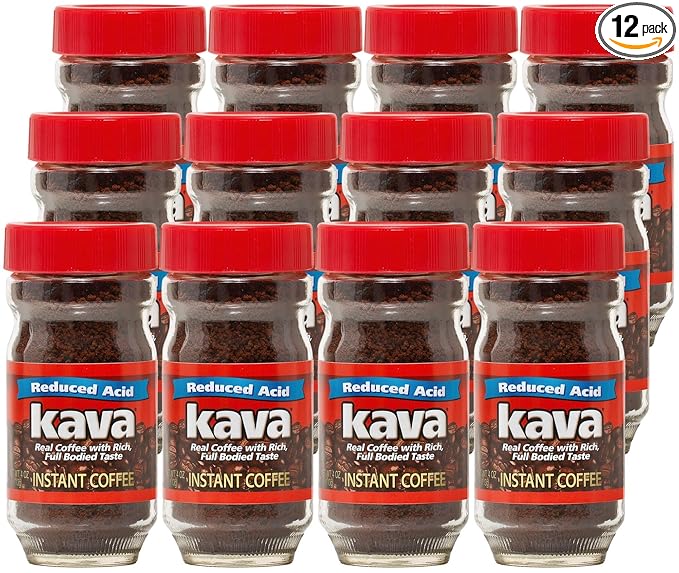 Kava Instant Coffee, Low Acid, 4 Ounce (Pack of 12)