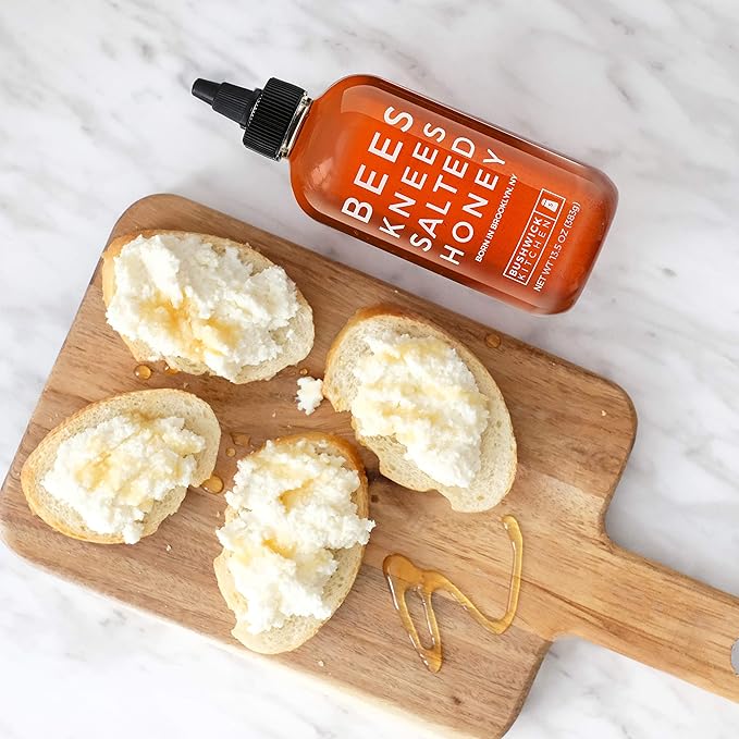 Bees Knees Salted Honey Squeeze Bottle, Raw Honey for Tea, Sweet & Savory Infused with Salt & Made in the USA, Pure & All Natural, Unfiltered & Gluten Free, 12.5oz