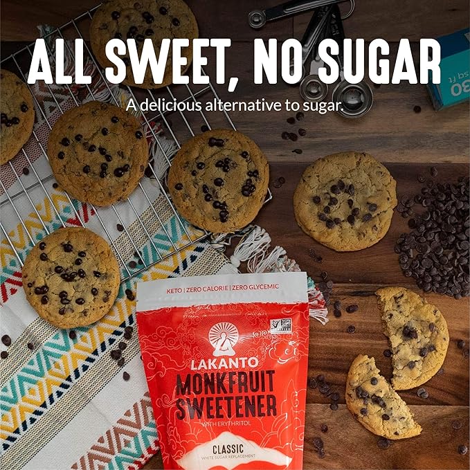 Lakanto Monk Fruit Sweetener with Erythritol, White Sugar Substitute, Monk Fruit Extract, Classic White Sugar Replacement for Baking, Coffee, Tea, Gluten Free, Low Carb, Non GMO, Keto, 1.76 LB Bag