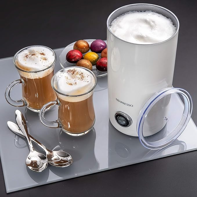 Mixpresso Personal Single-Serve Coffee Maker & 14oz Travel Mug, Drip Small Coffee Maker & Tumbler, Auto Shut Off & Reusable Filter, Compatible with Coffee Grounds Bundle With Electric Milk Frother - L