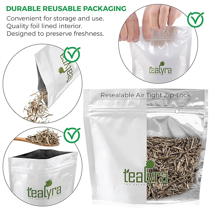 Tealyra - Premium White Silver Needle Tea - Bai Hao Yinzhen - Grown in Fujian China - Superior Chinese Silver Tip White Tea - Loose Leaf Tea - Caffeine Level Low - 220g (8-ounce)