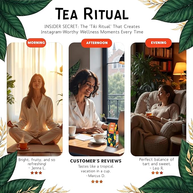ENZO Tea Master Reserve - Tropical Tiki Tea (4oz) 7-Tropical-Fruit Blend for Afternoon Energy | Loose Leaf with Dried Mango Passion Fruit Pieces & Natural Fruit Essences