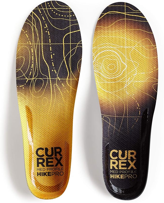 CURREX HikePro Insoles for Hiking Boots & Shoes – Shock Absorbing Inserts to Help Reduce Fatigue and Increase Performance – Anti-Slip Heel Surface for Stability – for Men & Women – Medium Arch, 2X