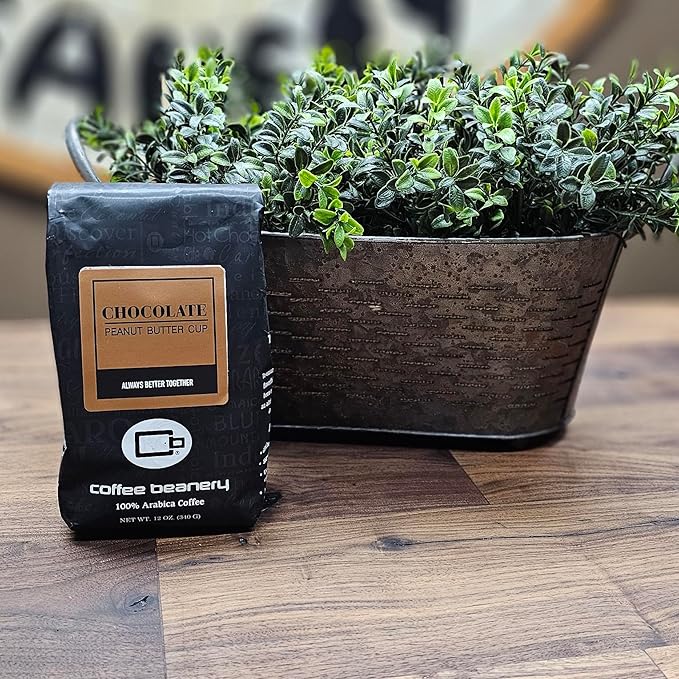 Chocolate Peanut Butter Cup Coffee by Coffee Beanery | 12oz Flavored Coffee Ground Medium Roast Coffee | 100% Specialty Arabica Coffee Ground | Gourmet Coffee | Flavored Coarse Ground Coffee Medium Roast
