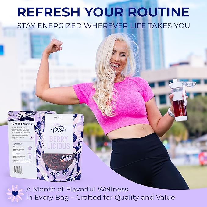 Katy’s® Berrylicious Loose Leaf Tea | Hibiscus, Blueberry & Cranberry | Fruity Herbal Tea | Caffeine-Free Fruit Tea | Cold Brew or Hot | 30+ Cups | Antioxidant-Rich | Woman-Owned | 3oz Pouch