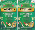 Twinings Peppermint Cheer Herbal Tea Individually Wrapped Bags, 20 Count (Pack of 2), Peppermint & Vanilla, Naturally Caffeine-Free, Enjoy Hot or Iced, 20 Teabags