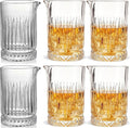 21oz Cocktail Mixing Glass Pitcher Set (6-Pack) - Lead-Free Hand Blown Barware with - Bartender Kit for Martini, Manhattan, Old Fashioned - Premium Wedding Anniversary Birthday Gift for Home Bar