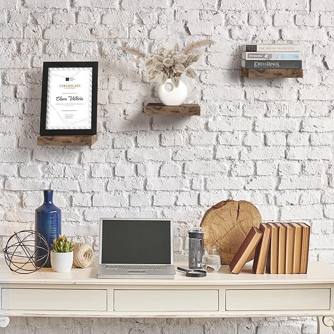Sorbus Square Floating Shelf for Wall - 3 Small Shelves with Invisible Mounting Brackets for Living Room Decor, Bedroom, Bathroom Decor, Home & Kitchen - 9" Wall Shelf to Display Photos Trophies