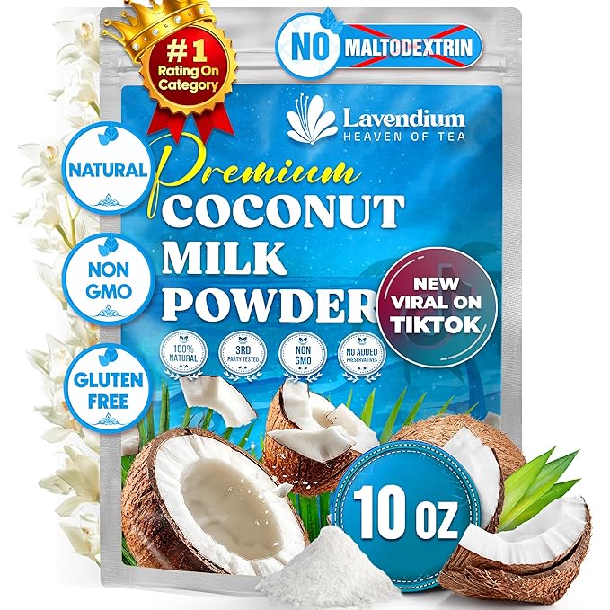 Lavendium, 10oz Coconut Milk Powder, 100% Natural, Unsweetened, Perfect for Cake, Coffee, Tea, Creamer Alternative, No Additives, No Gluten, Vegetarian.