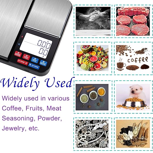 Stainless Steel Dual Platform Digital Kitchen and Food Scale, with Two Precision 1g/0.05oz & 0.01g/0.0005oz, Max Capacity 22lb/10kg, Tare Function, Units Conversions, LCD with Backlit
