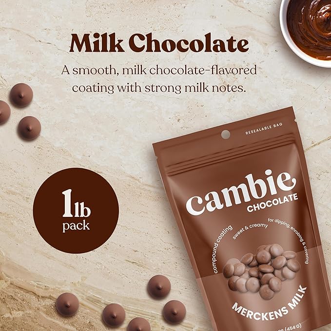 Merckens Milk Melting Chocolate - 1 Pound of Premium Quality Milk Candy Melts to make Dubai Chocolate Bar, Cake Pops, Cocoa Bombs, & Homemade Desserts