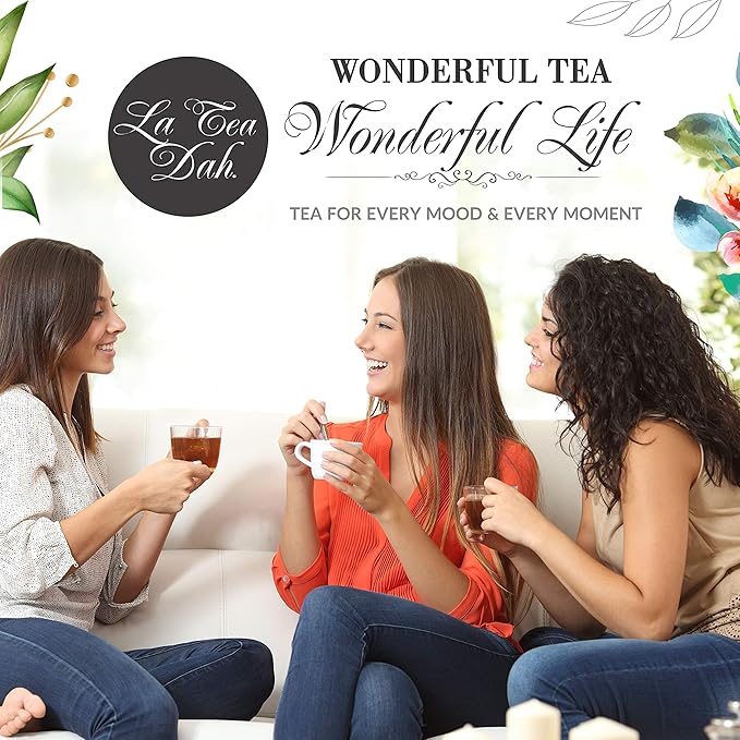 Vanilla Chai Black Tea by La Tea Dah, Premium Spiced Chai Tea Bags made with Organic Black Tea Leaves, Cardamom, & Vanilla, Floral Tea Gift Collection, Contains Caffeine (12 Sachets)