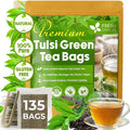 FreshDrinkUS, Premium 135 Tulsi Green Tea Bags, 100% Natural, Blend of Tulsi Holy Basil Leaves, and Green Tea Leaves. Made with Natural Material Tea Bags. No Sugar, Vegan.
