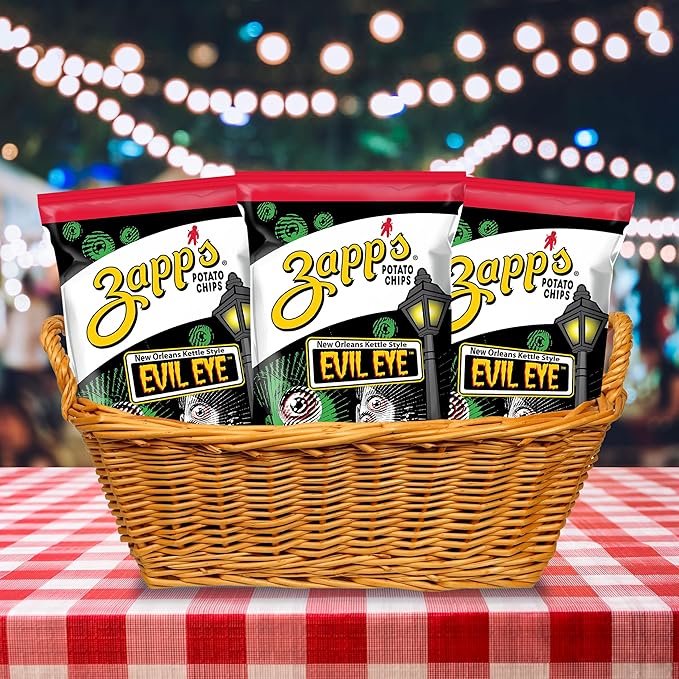 Zapp’s New Orleans Kettle-Style Potato Chips Evil Eye Flavor (2 oz Bags, 25 Count) – Crunchy Chips with a Spicy Kick – Perfect On-The-Go, Gluten Free Snack