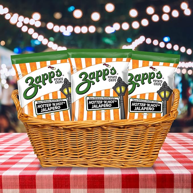 Zapp’s New Orleans Kettle-Style Potato Chips Hotter â€˜n Hot Jalapeno Flavor (2 oz Bags, 25 Count), Crunchy Chips with a Spicy Kick, Perfect On-The-Go, Gluten Free Snack