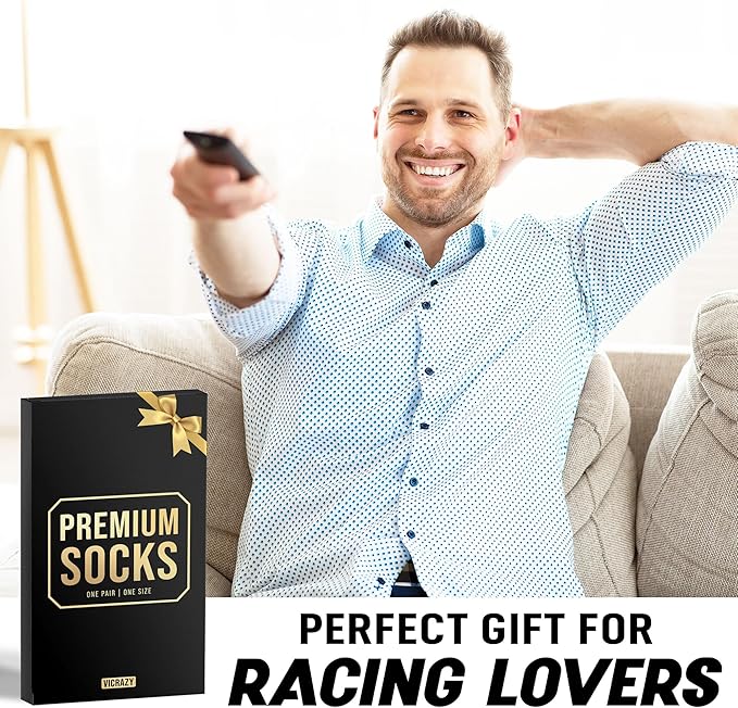 VICRAZY Racing Car, Sport Car Socks for Men, Women - Formula 1 Gifts, Racing Socks, Stocking Stuffers for Men, Women