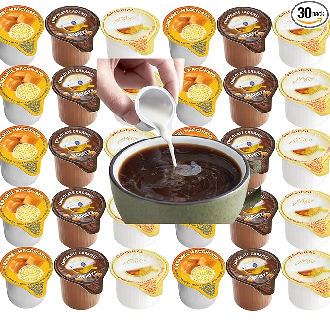 Flavored Coffee Creamer Singles Variety Pack – 30 Liquid Portions, Shelf-Stable & Non-Dairy – No Refrigeration Needed – For Hot & Iced Coffee