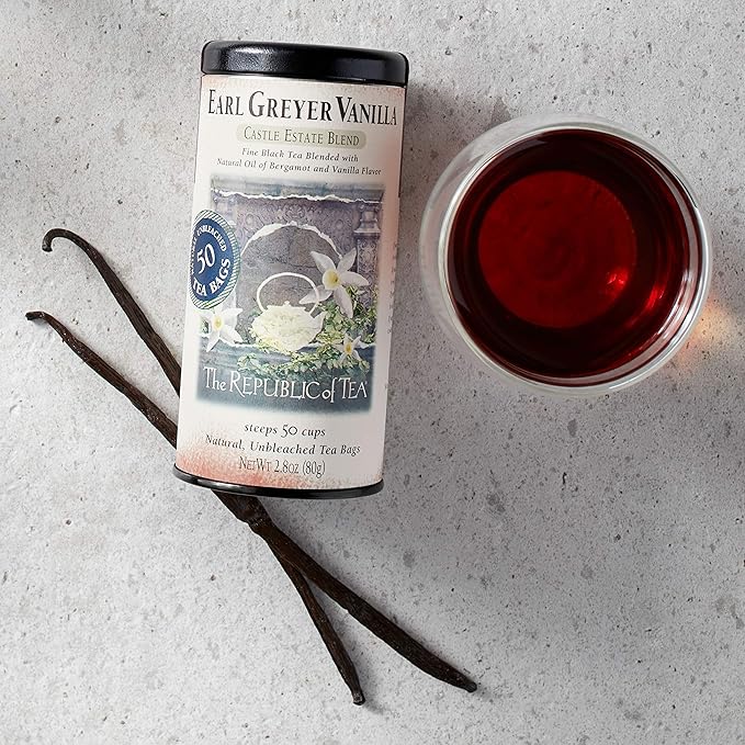 The Republic of Tea - Earl Greyer Vanilla Tea, 2.8 oz Tin, 50 Tea Bags | Gourmet Tea | Caffeinated