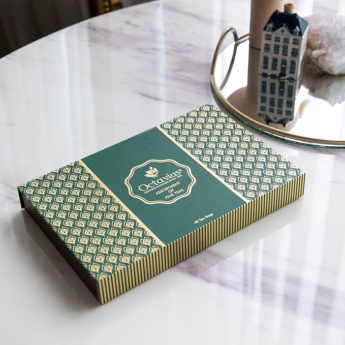 Octavius Tea Sampler Pack | 8 Assorted Black & Green Teas | 48 Teabags | Tea Sampler Variety Pack | Pack of 1