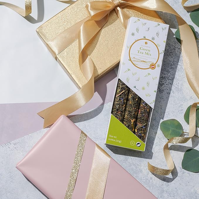 Gourmanity Japanese Loose Tea Sampler, 3 Flavors of Green Herbal Tea Mix with Floral & Fruity Notes, Great Gift for any Tea Enthusiast, Product of Austria, 0.88oz