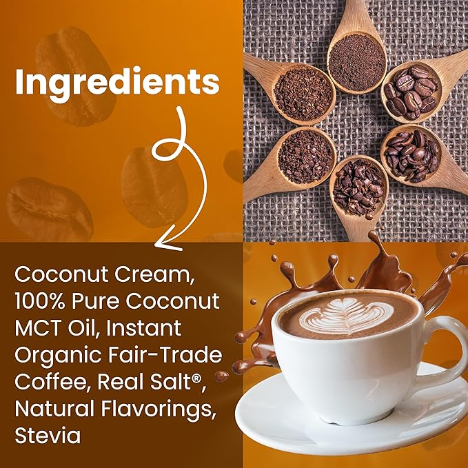 Keto Cappuccino - Pumpkin Spice - Keto Instant Coffee Mix with MCT Oil - Low Carb/High Fat, Organic Coffee Supports Ketosis - Energy Coffee - No Sugar - Made in USA – 28 Servings
