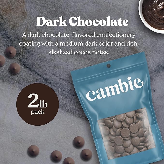 Merckens Dark Melting Chocolate - 2 Pounds of Premium Quality Dark Candy Melts to make a Dubai Chocolate Bar, Cake Pops, Cocoa Bombs, & Homemade Desserts