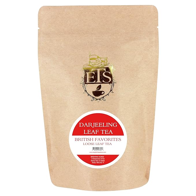 Darjeeling Fine Loose Leaf Tea Pouches - 16oz | Light and Fragrant Blend | Small Leaf Size for Faster Brewing | Premium India Single Origin Estate Tea | Great for Morning or Afternoon Use