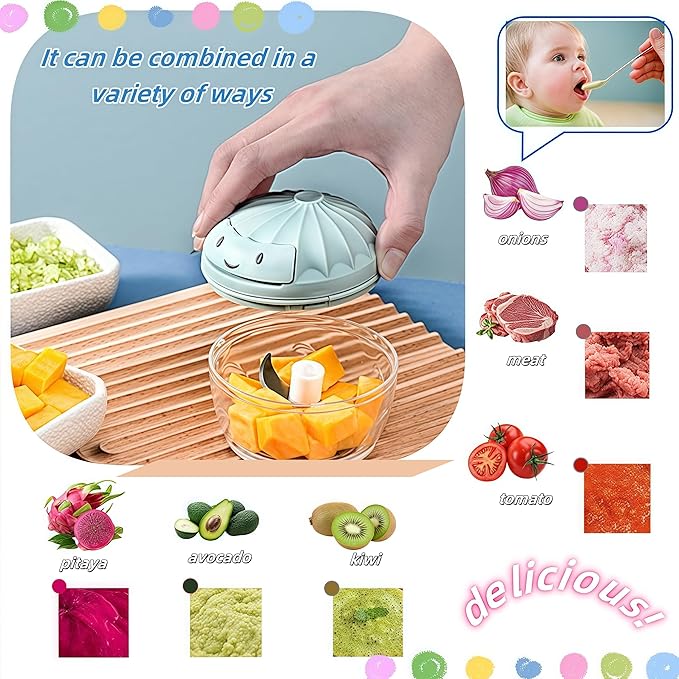 Manual Food Processor Vegetable Chopper, Mini Hand Pull String Garlic Chopper Onion Cutter for Veggies, Ginger, Fruits, Nuts, Avocado, garlic etc., Food Safe Material, 160ml (pink)