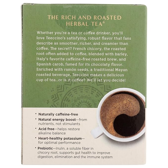 Teeccino French Roast Herbal Tea - Rich & Roasted Herbal Tea That’s Caffeine Free & Prebiotic for Natural Energy, Coffee Alternative, 10 Tea Bags (Pack of 4)