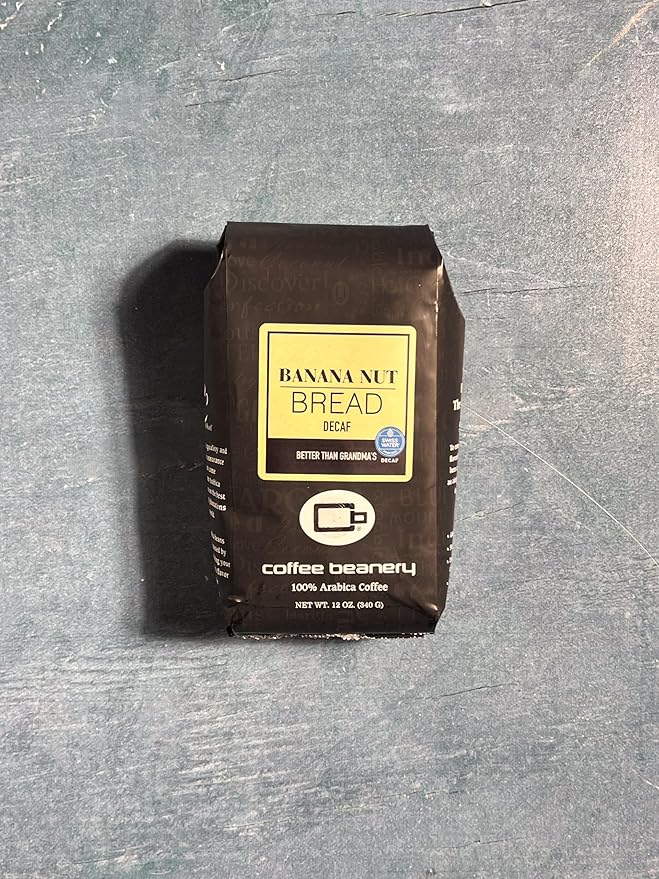 Banana Nut Bread Flavored Coffee SWP Decaf, Specialty Arabica Coffee, Medium Roast, 12 ounce, Whole Bean