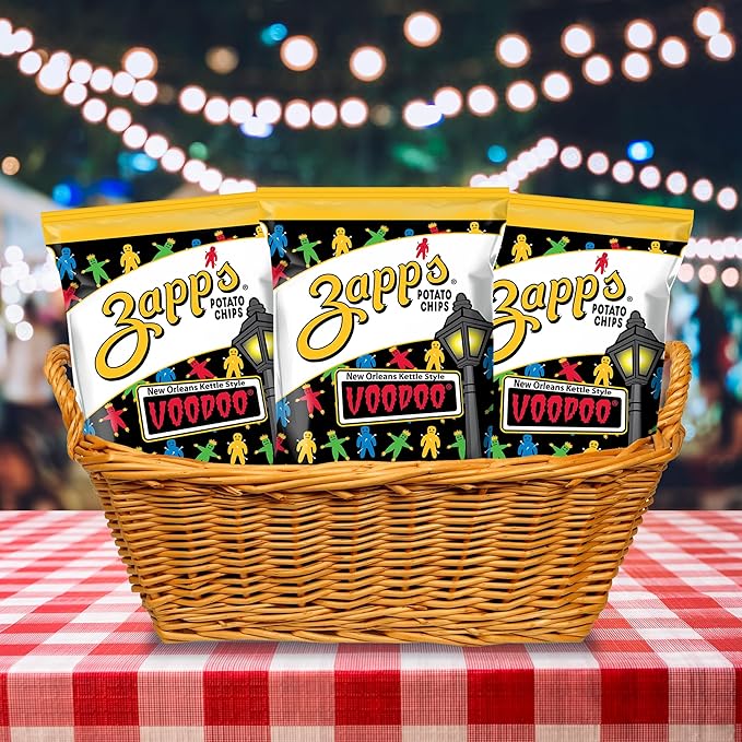 Zapp's New Orleans Voodoo Potato Chips, 42 Count - Crunchy, Gluten Free Snack with Salt, Vinegar, and Smoky BBQ Flavors