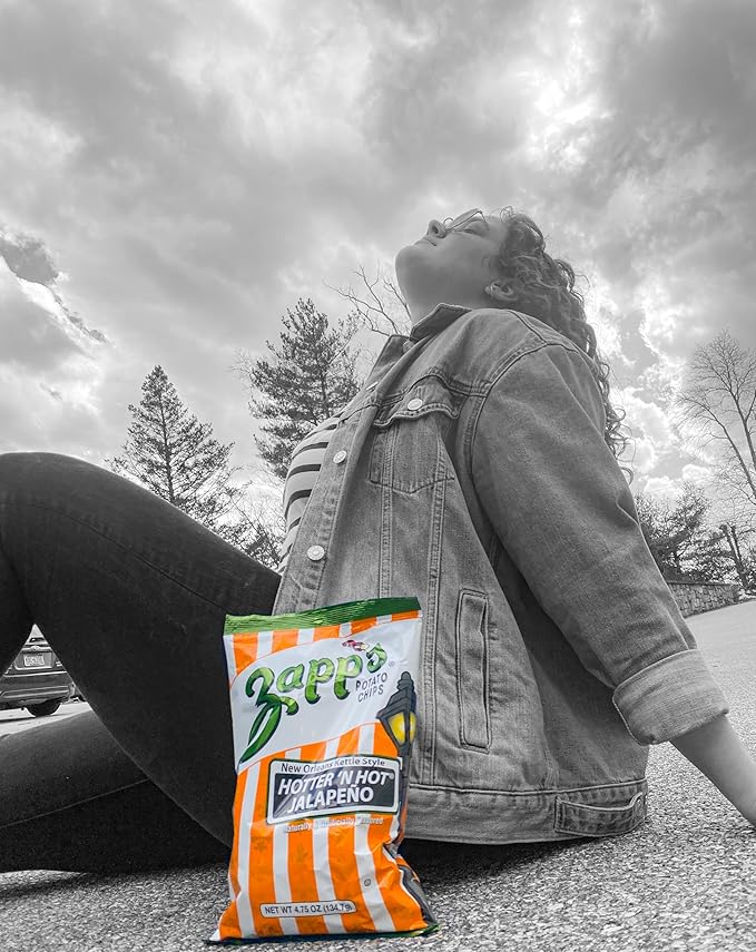Zapp’s New Orleans Kettle-Style Potato Chips Hotter â€˜n Hot Jalapeno Flavor (2 oz Bags, 25 Count), Crunchy Chips with a Spicy Kick, Perfect On-The-Go, Gluten Free Snack