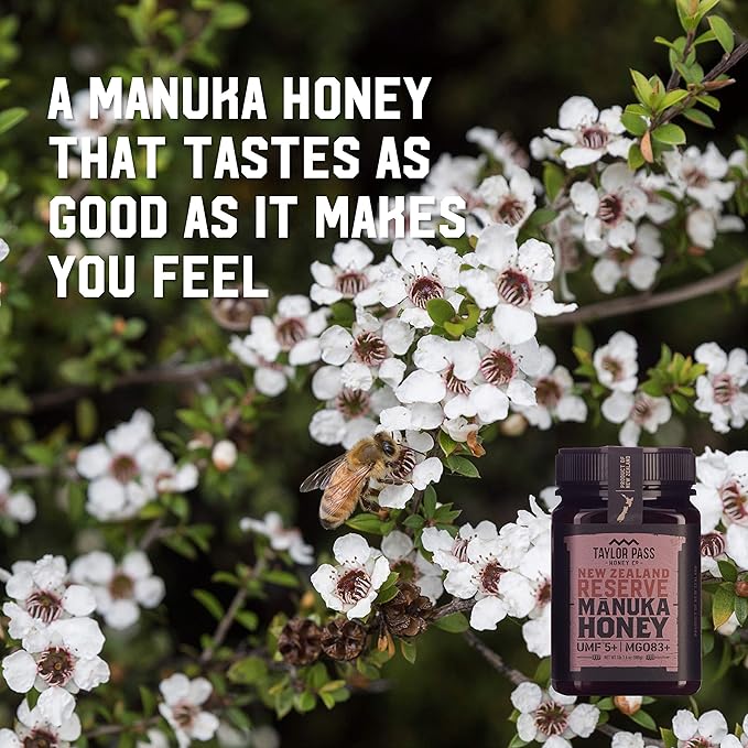 Taylor Pass Honey Co Manuka Honey UMF 5+ MGO 83+ | Monofloral New Zealand Honey | Sustainable, Non-GMO, Halal, UMF Certified | BPA-Free Jar | 1lb 1.6oz