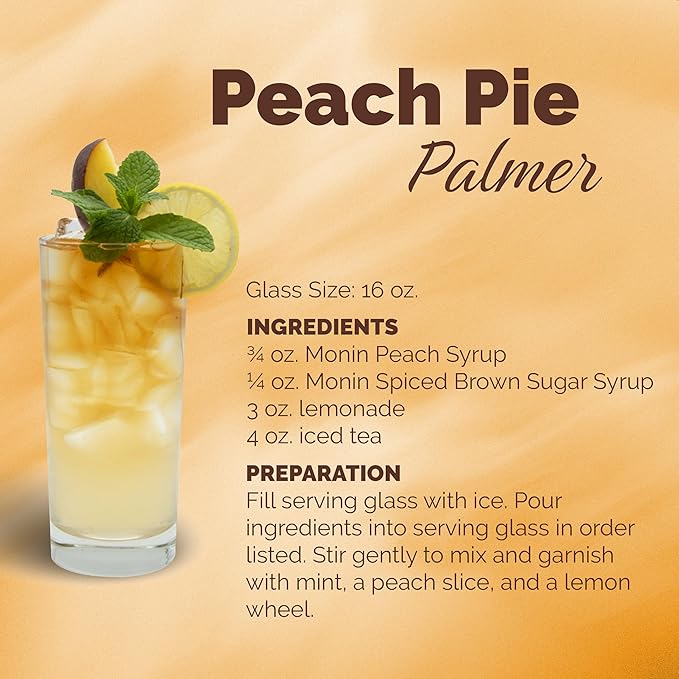 Monin - Peach Syrup, Fresh and Juicy Flavors, Great for Iced Teas, Lemonades, and Sodas, Non-GMO, Gluten-Free (1 Liter)