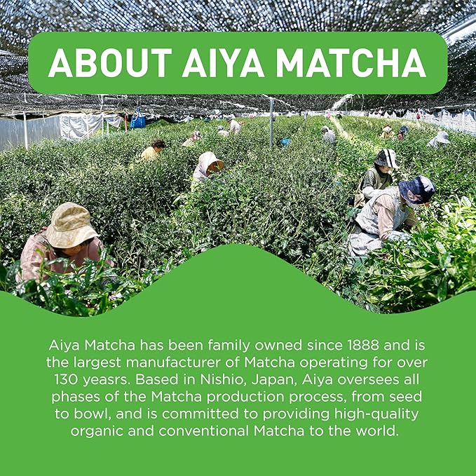 Aiya Certified USDA Organic Culinary Grade Matcha Green Tea Powder - Ideal for Baking, Lattes, Smoothies - Gluten-Free & Non-GMO - 100g Bag (3.52 oz)