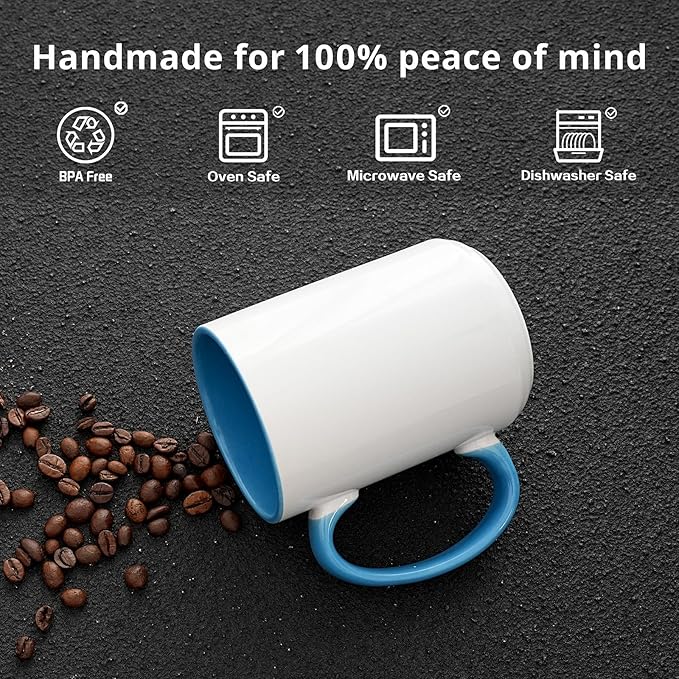 Ceramic 15oz Sublimation Coffee Mug (Turquoise, 12)