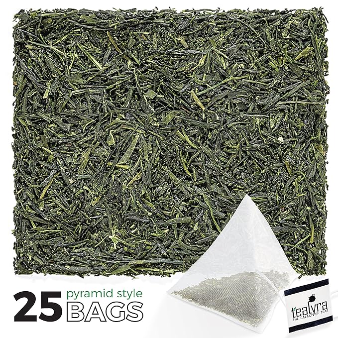 Tealyra - 25 Bags - Gyokuro Kokyu Premium - Japanese Green Loose Leaf Tea - Pyramids Style Sachets - Good Priced for High Grade Japanese Tea