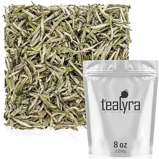 Tealyra - Premium White Silver Needle Tea - Bai Hao Yinzhen - Grown in Fujian China - Superior Chinese Silver Tip White Tea - Loose Leaf Tea - Caffeine Level Low - 220g (8-ounce)