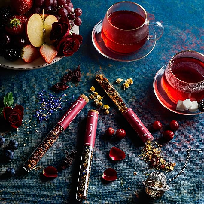 Gourmanity Fruity Loose Tea Sampler Gift Set, 3 Refreshing Fruity Flavors, Cold Brew them for a Invigorating Summer Beverage, Product of Austria, 1.23oz