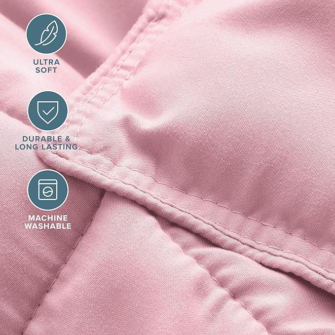 Bare Home Comforter Set - Queen Size - Ultra-Soft - Goose Down Alternative - Premium 1800 Series - All Season Warmth (Queen, Light Pink)