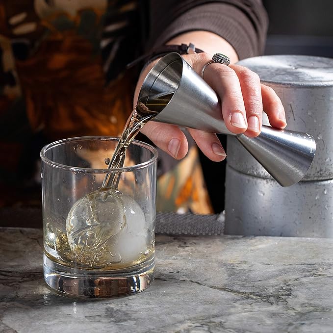 Piña Barware Slim Stainless Steel Commercial 2oz. / 1oz. Slim Style Measuring Jigger Bar Tool (Brushed Finish)