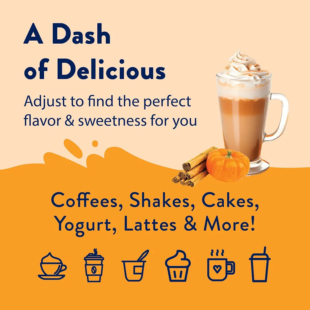 Jordan's Skinny Mixes Pumpkin Spice Coffee Syrup, 25.4 fl oz
0 calories, 0g sugar, 0g carbs per serving, Keto-friendly and kosher, Mixes into hot or iced lattes, cocktails, and baking